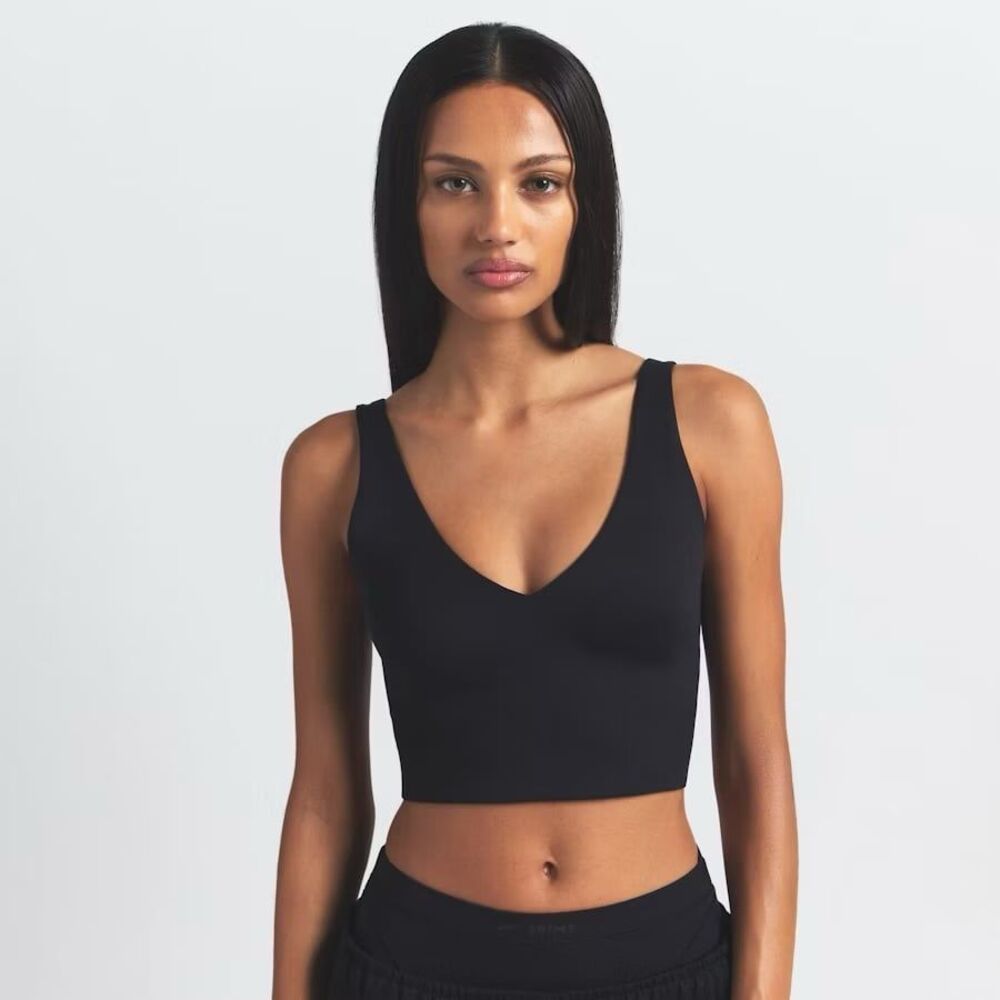 Nike Skims Matte V-Neck Longline Bra Obsidian Size XS